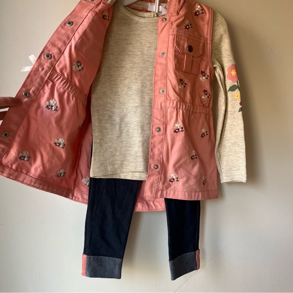 Little Lass Girls Floral Hooded Vest Outfit Set Size 5 Cottagecore Boho NWOT - Picture 4 of 8